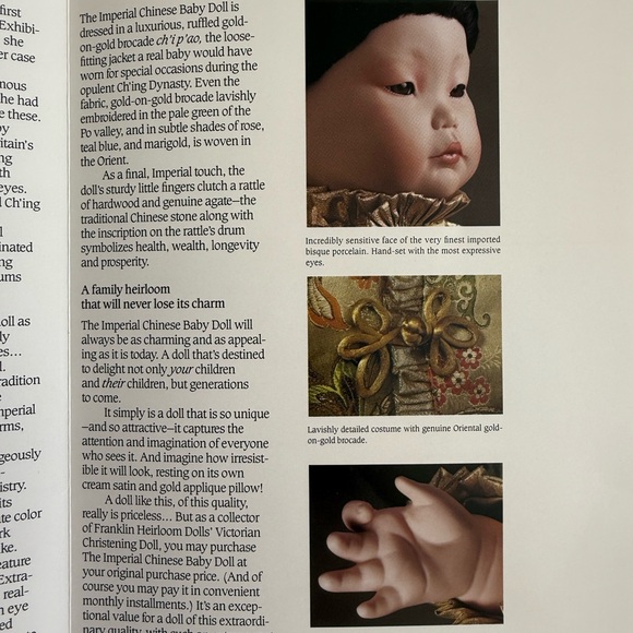 Vintage Franklin Heirloom Imperial Chinese Porcelain Baby Doll 20” Authentic - Picture 12 of 16